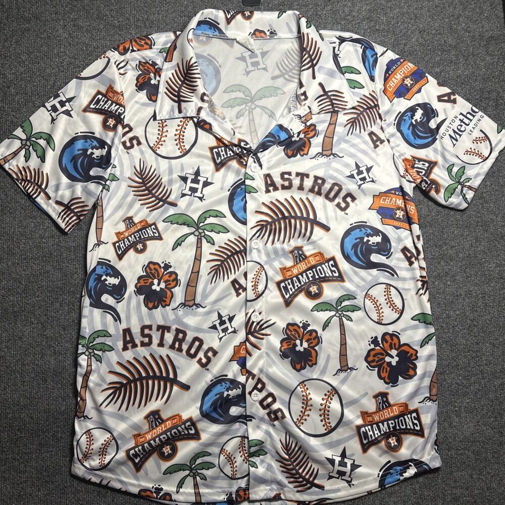 Houston Astros Hawaiian Shirt Mens XL White 2017 World Series Champs Giveaway